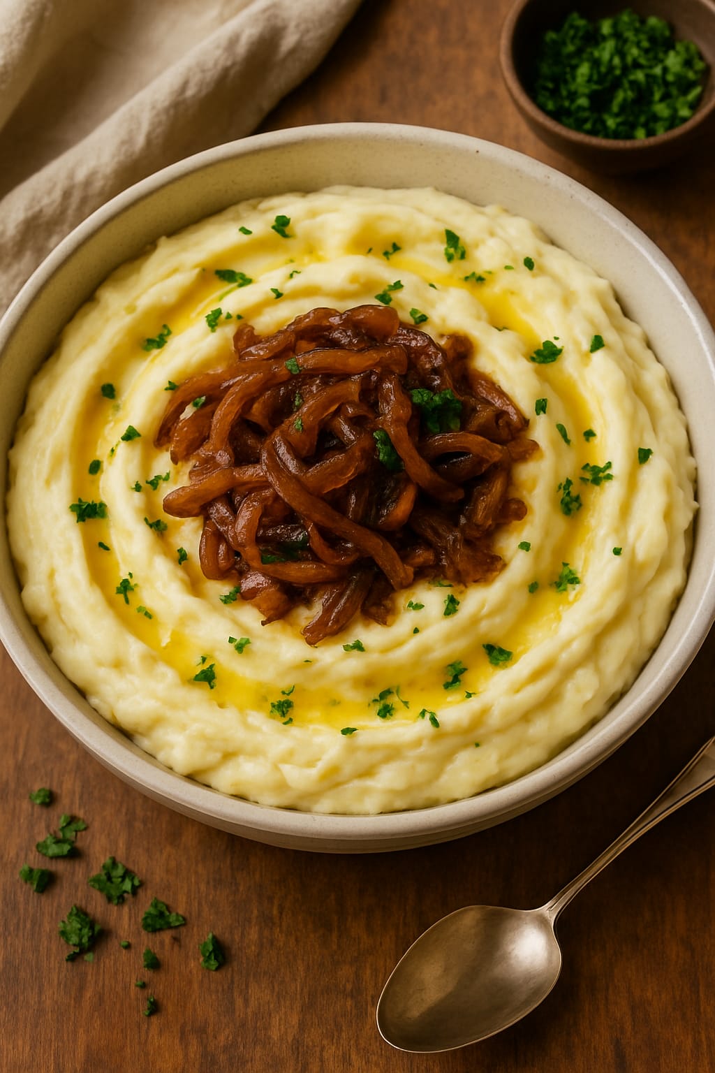 Karamelize Soğanlı Patates Püresi